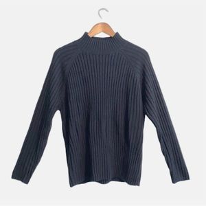 Ribbed Knit Mock Neck Plus Size Black Sweater